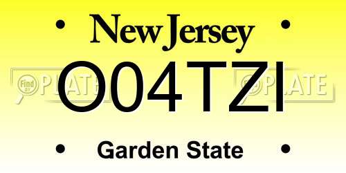 O04TZI New Jersey License Plate