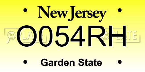 O054RH New Jersey License Plate