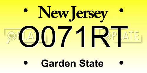 O071RT New Jersey License Plate