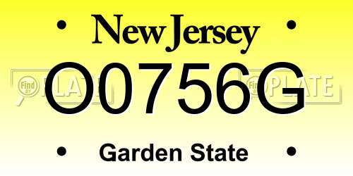 O0756G New Jersey License Plate