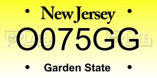 O075GG New Jersey License Plate