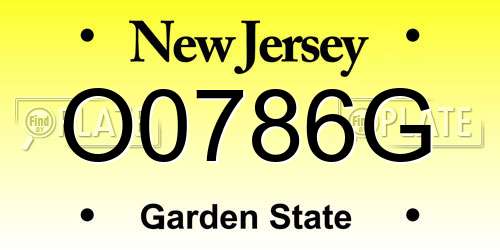 O0786G New Jersey License Plate