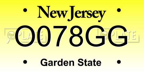 O078GG New Jersey License Plate
