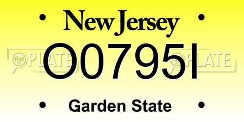 O0795I New Jersey License Plate