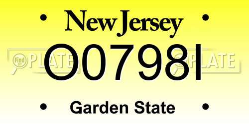 O0798I New Jersey License Plate