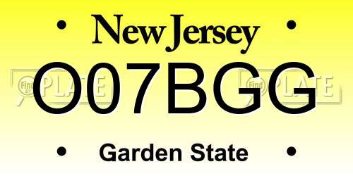 O07BGG New Jersey License Plate