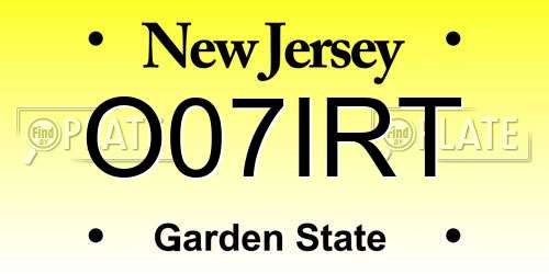 O07IRT New Jersey License Plate
