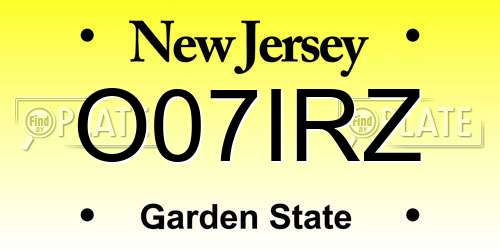 O07IRZ New Jersey License Plate