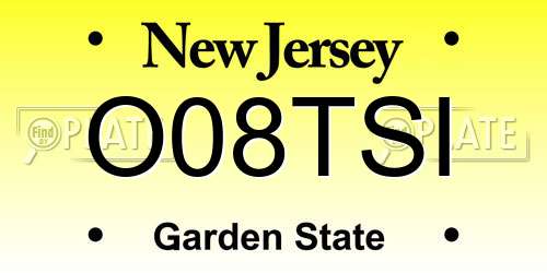 O08TSI New Jersey License Plate