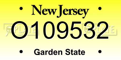 O109532 New Jersey License Plate