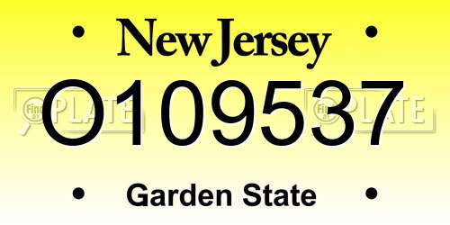 O109537 New Jersey License Plate