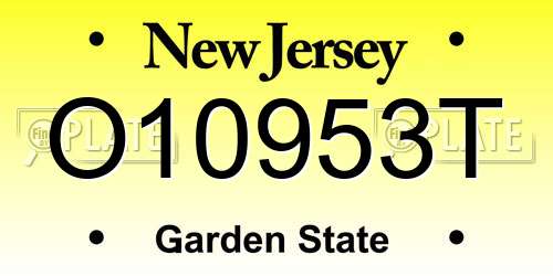 O10953T New Jersey License Plate