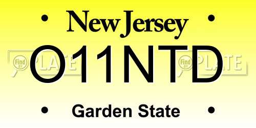 O11NTD New Jersey License Plate