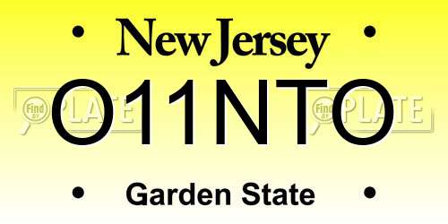 O11NTO New Jersey License Plate