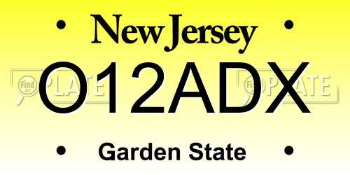 O12ADX New Jersey License Plate