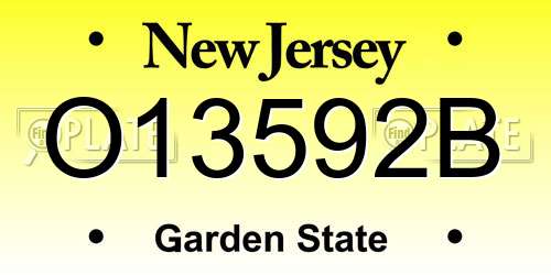O13592B New Jersey License Plate