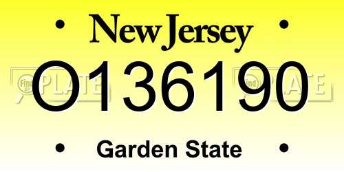 O136190 New Jersey License Plate
