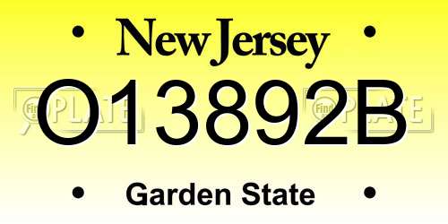 O13892B New Jersey License Plate