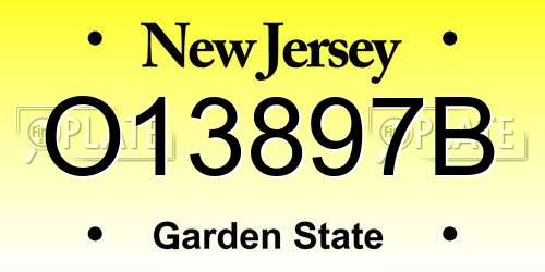 O13897B New Jersey License Plate