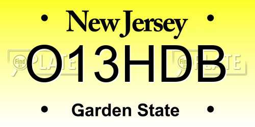 O13HDB New Jersey License Plate