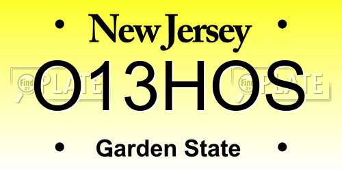 O13HOS New Jersey License Plate