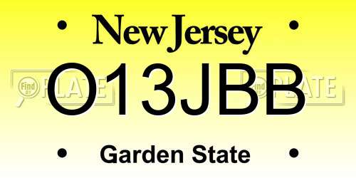 O13JBB New Jersey License Plate