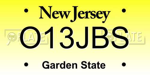 O13JBS New Jersey License Plate