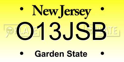 O13JSB New Jersey License Plate