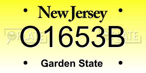 O1653B New Jersey License Plate
