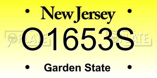 O1653S New Jersey License Plate