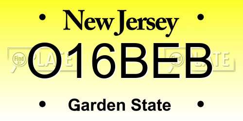 O16BEB New Jersey License Plate