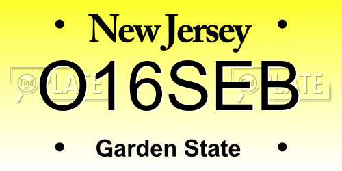 O16SEB New Jersey License Plate