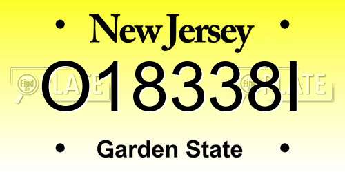 O18338I New Jersey License Plate