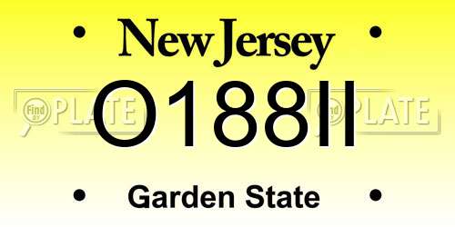 O188II New Jersey License Plate