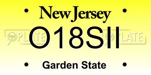 O18SII New Jersey License Plate