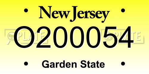 O200054 New Jersey License Plate