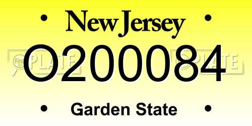 O200084 New Jersey License Plate