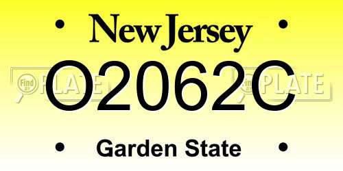 O2062C New Jersey License Plate