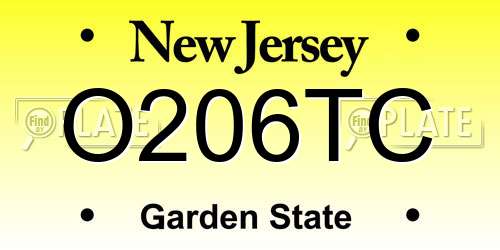 O206TC New Jersey License Plate