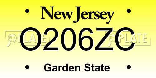 O206ZC New Jersey License Plate