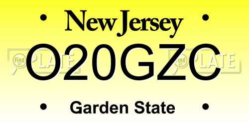 O20GZC New Jersey License Plate