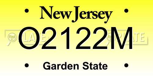 O2122M New Jersey License Plate