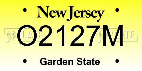 O2127M New Jersey License Plate