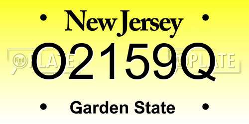O2159Q New Jersey License Plate