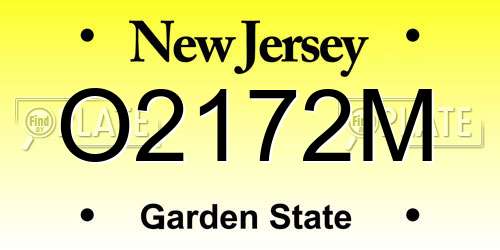 O2172M New Jersey License Plate