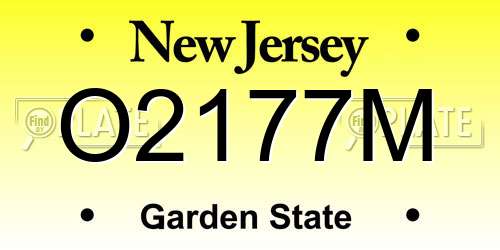O2177M New Jersey License Plate