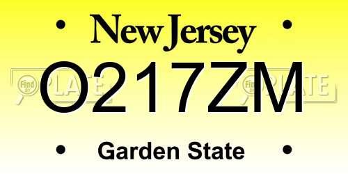 O217ZM New Jersey License Plate