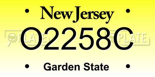 O2258C New Jersey License Plate