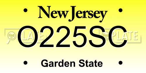 O225SC New Jersey License Plate