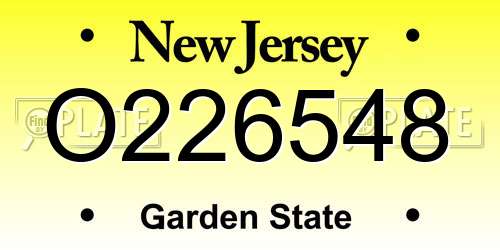 O226548 New Jersey License Plate
